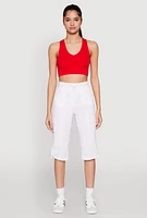 Womens Toggle Drawstring Cargo Capris, White, Size XL