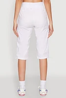 Womens Toggle Drawstring Cargo Capris, White, Size XL