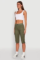 Womens Toggle Drawstring Cargo Capris,