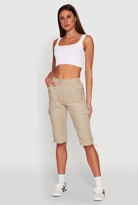 Womens Toggle Drawstring Cargo Capris,