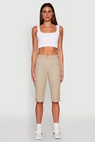 Womens Toggle Drawstring Cargo Capris,