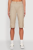 Womens Toggle Drawstring Cargo Capris,