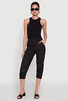 Womens Zip Detail Capri Cargo Pants,