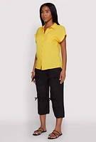 Womens Bow Cargo Pocket Capri Pants,