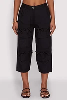 Womens Bow Cargo Pocket Capri Pants,