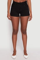 Womens WAX 3 Button High Waisted Denim Shorts, S