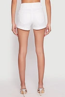 Womens WAX 3 Button High Waisted Denim Shorts, White, Size M