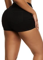 Womens WAX Rolled Cuff Distressed Denim Shorts,
