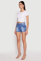 Womens WAX Cargo Pocket Denim Shorts, Blue,