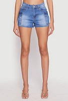 Womens WAX Cargo Pocket Denim Shorts, Blue,