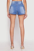 Womens WAX Cargo Pocket Denim Shorts, Blue,