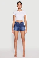 Womens WAX Cargo Pocket Denim Shorts, Blue,