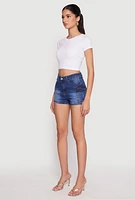 Womens WAX Cargo Pocket Denim Shorts, Blue,