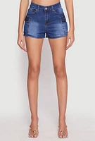 Womens WAX Cargo Pocket Denim Shorts, Blue,