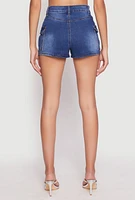 Womens WAX Cargo Pocket Denim Shorts, Blue,