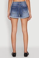 Womens WAX Whiskered Fixed Cuff Denim Shorts, Blue, Size S