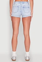 Womens WAX Distressed Fixed Cuff Denim Shorts, Blue,