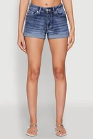 Womens WAX Rhinestone Back Pocket Denim Shorts, Blue,