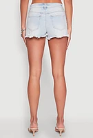 Womens WAX Distressed Frayed Hem Denim Shorts, S