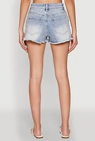 Womens WAX Distressed Frayed Hem Denim Shorts, Pink, Size M