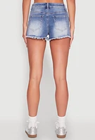 Womens WAX Distressed Frayed Hem Denim Shorts,