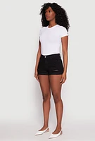 Womens WAX Distressed Denim Shorts, Black,