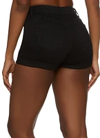 Womens WAX High Rise Denim Shorts, Black,