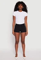 Womens WAX Fixed Cuff High Waist Denim Shorts,