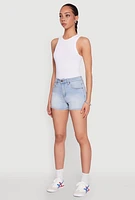 Womens WAX High Waist Denim Shorts, Blue, Size M