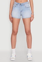 Womens WAX High Waist Denim Shorts, Blue, Size M