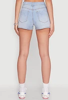 Womens WAX High Waist Denim Shorts, Blue, Size M