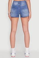 Womens WAX High Waist Denim Shorts, Blue,