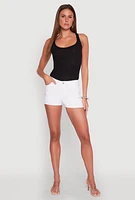 Womens WAX Twill Cargo Pocket Shorts, White, Size S