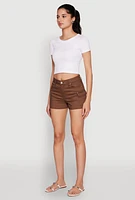 Womens WAX Twill Cargo Pocket Shorts,