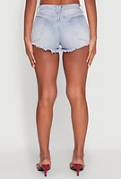 Womens Madden Girl Frayed Hem Denim Booty Shorts, Blue,