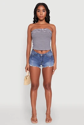 Womens Madden Girl Frayed Hem Denim Booty Shorts, Blue, Size 13