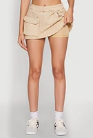 Womens Spoon Jeans Mineral Wash Zip Detail Denim Skort, Khaki, Size M