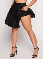 Womens Daisy Denim Pleated Asymmetrical Skort, Black, Size S