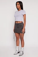 Womens VIP Acid Wash Denim Cargo Skirt,