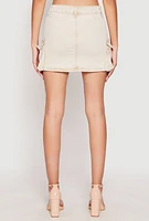 Womens VIP Acid Wash Denim Cargo Skirt, Khaki, Size XL