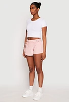 Womens VIP Acid Wash Denim Cargo Skort, Pink,