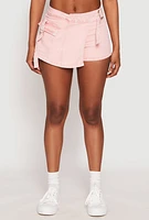 Womens VIP Acid Wash Denim Cargo Skort, Pink,