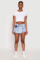 Womens VIP Acid Wash Denim Cargo Skort, Blue, Size S