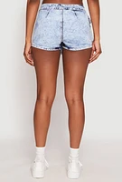 Womens VIP Acid Wash Denim Cargo Skort, Blue, Size S