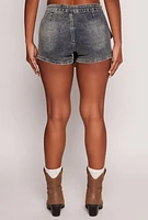 Womens VIP Denim Asymmetrical Wrap Front Cargo Skort, Blue,