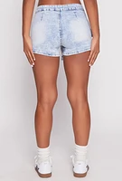 Womens VIP Denim Asymmetrical Wrap Front Cargo Skort, Blue,