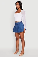 Womens Haute Monde Denim Pleated Skirt, Blue, Size M