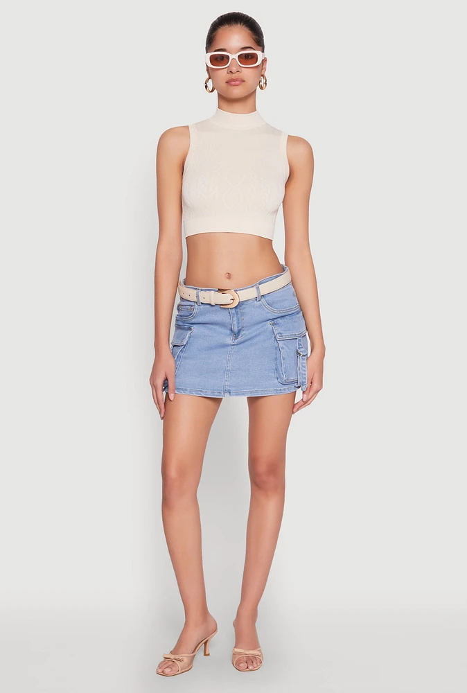 Womens Haute Monde Denim Cargo Skirt, Blue, Size S