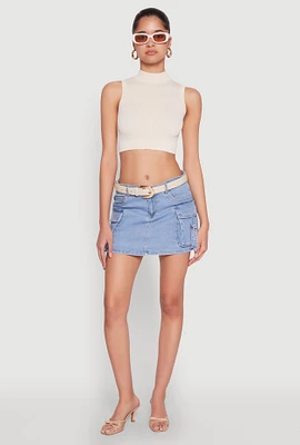 Womens Haute Monde Denim Cargo Skirt, Blue, Size S