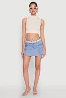 Womens Haute Monde Denim Cargo Skirt, Blue, Size S